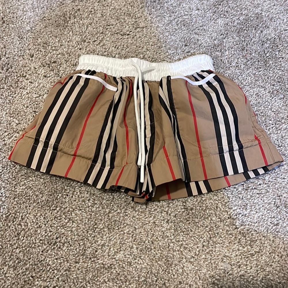 Burberry Tan and Black Striped Kids Shorts